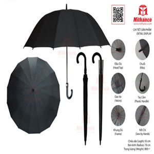 Straight Umbrella With 16 Long Ribs